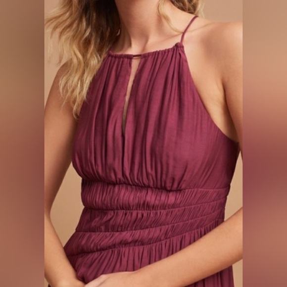 Anthropology smocked asymmetrical halter dress - Picture 2 of 6